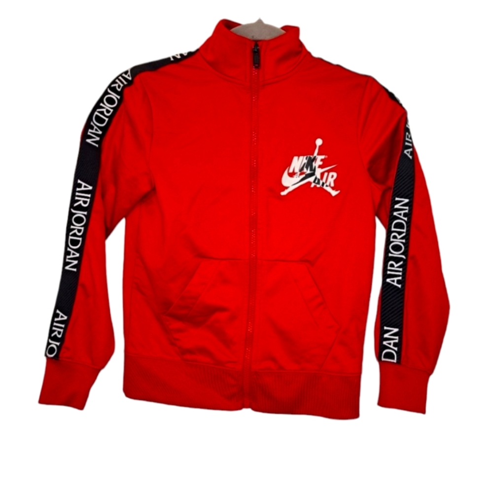 Nike Air Jordan Red Mock Neck Full Zip Track Jacket Size Small 8-10